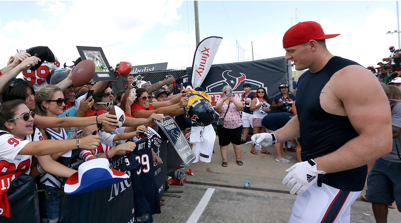 Watt greets fans at Texans training camp