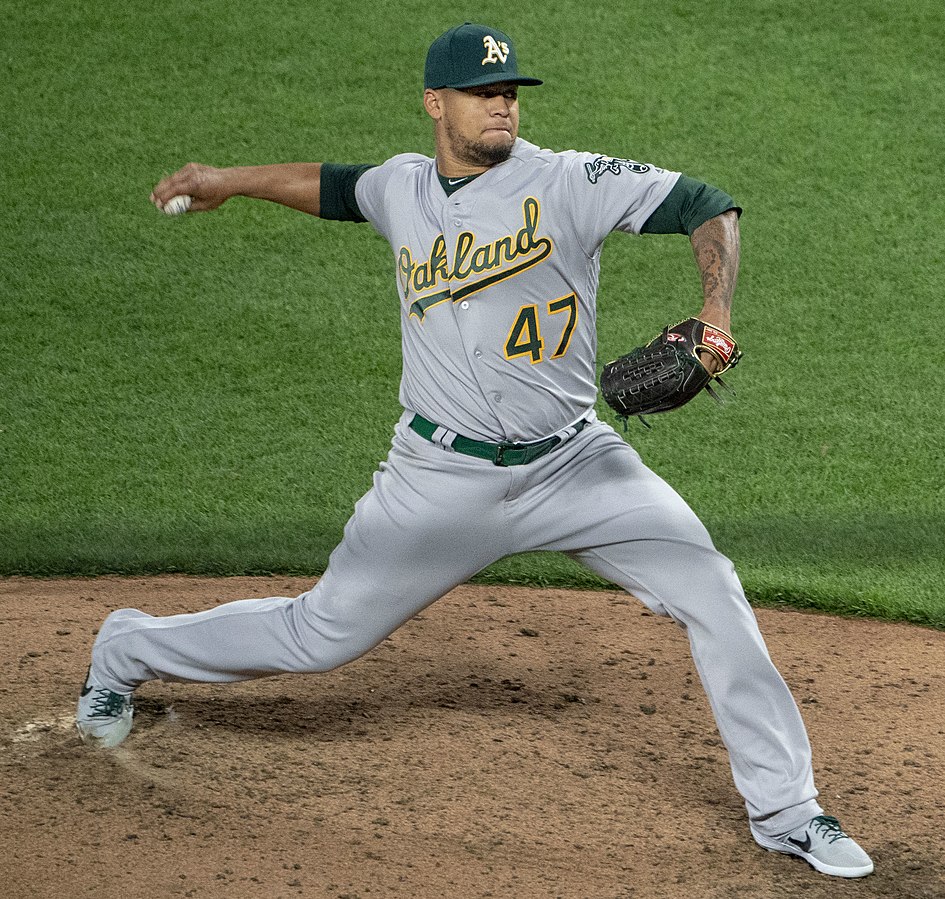 picture of oakland athletics pitcher Frankie Montas, expected to be traded in the upcoming MLB trade deadline