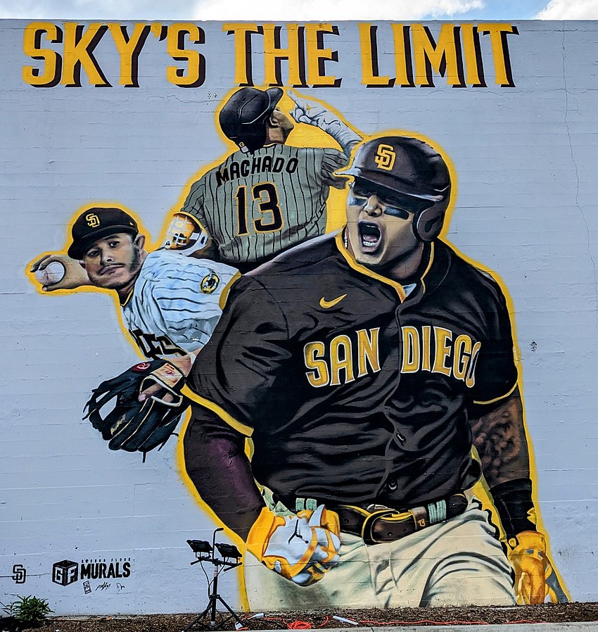 mural of Padres third baseman Manny Machado, contender for NL Postseason MVP